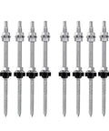 Straight Up Heavy-Duty Stainless Steel Hanger Bolts M10x200, No-Sweat Pre-Assembled Height Adjustable V2a Hardware For Solar Roof Panel Mounting, 8 Pack Go-Getter Kit showing 8 stainless steel bolts.