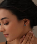 10mm Caviar Beaded Stud Earrings In 925 Sterling Silver, Oxidized Antique Ball Post For Women And Teens, Subtle Shine With Classic Jewelry Vibe Timeless Everyday Go To Sparkle Accessory With Hypoallergenic Comfort And Easy Wear. worn on model