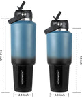Stainless Steel Forty Oz Insulated Water Bottle Triple Wall Copper Core Keeps Cool Drinks Frosty Solid All Day With Tight Seal Straw Lid Built Different For Road Trips large and medium sizes showing dimensions.