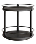 No Fuss Dual Tier Lazy Susan Turntable Gliding On Slick Ball Bearings, Compact Black Spice Rack Organizer For Kitchen Counters And Cabinets, 360 Degree Spinner Tray. Dual tier design with sleek black finish, ideal for jars.