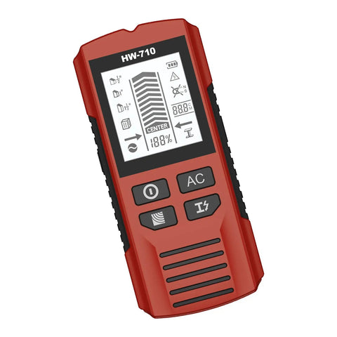 Multifunction Wall Scanners Studs Finders for Homes, Red handheld device with display for locating materials. Compact design.