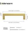 Diagram of a 10 Pack 5 Inch Brushed Gold Cabinet Pulls Set For Kitchen Cabinets Modern Handles With Gold Drawer Pulls Stainless Steel Hardware Durable Hollow Construction And Smooth Mounting Holes For Easy Replacement Or Upgrading