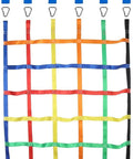 Colorful Durable Outdoor Climbing Net for Kids with Rope Ladder Add On Perfect for Ninja Warrior Obstacle Courses Backyard Play