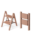 Compact 2 Step Stool Foldable Aluminum Ladder For Home And Garage, folded and open views