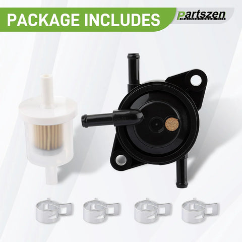 Fuel Pump Replacement Fits FR FS FX Series Engines Including FR541V FR600V FR651V FR691V FR730V FS481V FS541V FS600V FS651V FS691V FS730V With Fuel Filter Clamps And Easy Install Kit, showing pump, filter, and clamps.