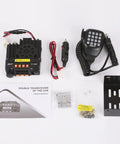 20W Dual Band Mobile Ham Radio For 2M And 70CM With Car Transceiver Kit includes microphone, cables, mount, and manual.