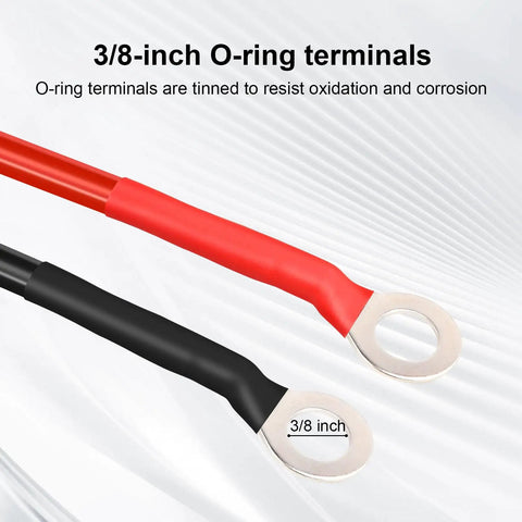 Rock Solid 8awg Tinned Copper Battery Cable 15 Foot 50 Amp Anderson Quick Connect To O Ring Terminals with 3/8 inch lugs.
