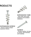 Self Drilling Drywall Anchors Kit 100 Pcs Zinc Hollow Wall Anchors With Screws No Tools Needed Quick Install For Renters Quick Crack Free Mounts Great For Apartments And Dorm Rooms expansion tube and screw set