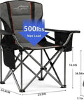 Two Pack Oversized Padded Camping Chairs With 25.2 Inch Extra Wide Seat And Adjustable Lumbar Support Heavy Duty Lawn Chair
