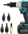 Badass Cordless Electric Rivet Gun And Auto Rivet Nut Tool Featuring A Slick Brushless Motor and dual speed controls with M3 to M12 bits.