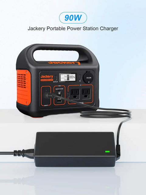 Replacement 24V 90W AC Charger for Jackery Explorer Power Stations, 100-240V Input, 7.9x5.5mm Connector, 90W Power Adapter for Portable Solar Generators, Fast Charge, Safe, On The Go Travel Ready, Jackery power station charging