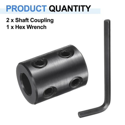2 Pack Heavy Duty Rigid Shaft Couplings With Three Eighths Inch Bore And Three Quarters Inch Outer Diameter One Inch Length Carbon Steel Black Oxide Finish Includes Hex Wrench For 3D Printers Motors And Wheels