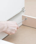 Heavy Duty 16 Inch Bottom Mount Drawer Slides Set 6 Pairs With Mounting Screws White Finish Rust Resistant Cold Rolled Steel Rails Easy Install Replacement Drawer Track Hardware for Bottom Or Side Mount Drawers installed in a cabinet