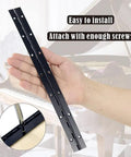 Heavy Duty Black Piano Hinges 14 Inch shown in a hand, solid stainless steel 304 with easy installation for cabinets.