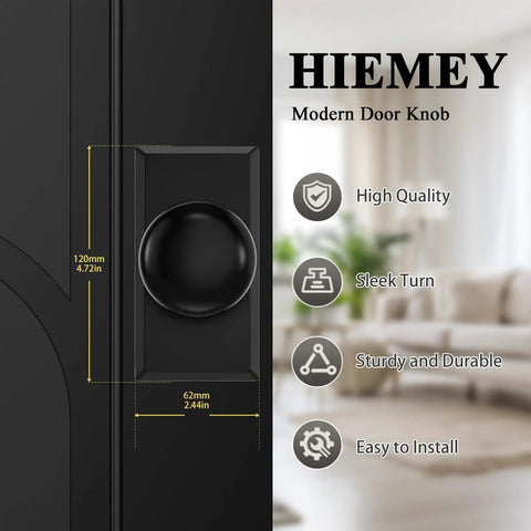 Matte Black Dummy Door Knobs For Interior Use With Modern Vintage Rectangular And Round Handles For Bifold And Closet Doors 2 Pack In Stainless Steel Finish shown installed on door.