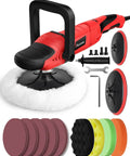 Heavy Duty Car Buffer Polisher With 6 Speed Settings From 1000 To 3500 RPM 1200W Rotary Waxer Kit Includes 6 Inch And 7 Inch Backing Plates For Detailing Polishing And Waxing with accessories