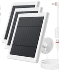 Three Pack 4W Solar Charger Kit for outdoor battery security cameras with 10ft USB-C to barrel plug cable and waterproof solar panels