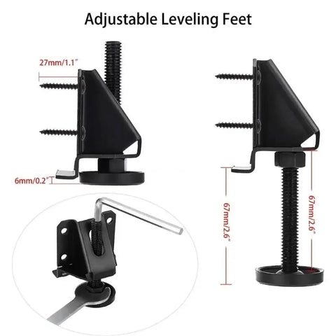 Beefy Black Adjustable Furniture Leveling Feet 10 Pack for Tables Chairs and Cabinets Precision Threaded Legs with Measurements
