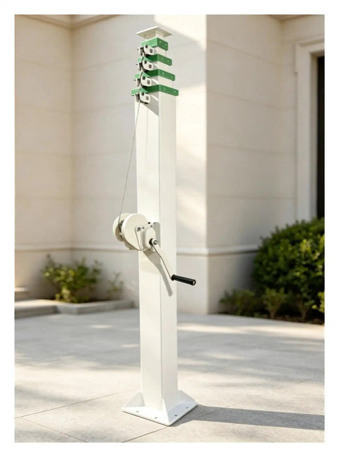 9 Meter Telescopic Mast With Double Steel Cable Hand Winch Manual Pump Hoist For Signal Antennas and Outdoor Lights with smooth cranking.