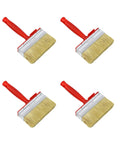 Four Piece Stain Applicator Set With Natural Bristles For Decks Terraces And Furniture Coatings Rustproof Ferrules And Easy Clean Bristles