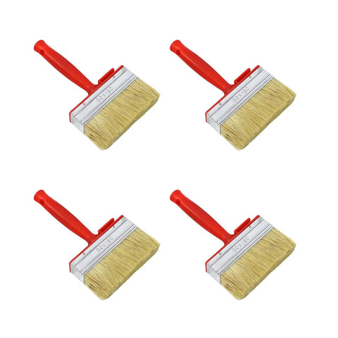 Four Piece Stain Applicator Set With Natural Bristles For Decks Terraces And Furniture Coatings Rustproof Ferrules And Easy Clean Bristles