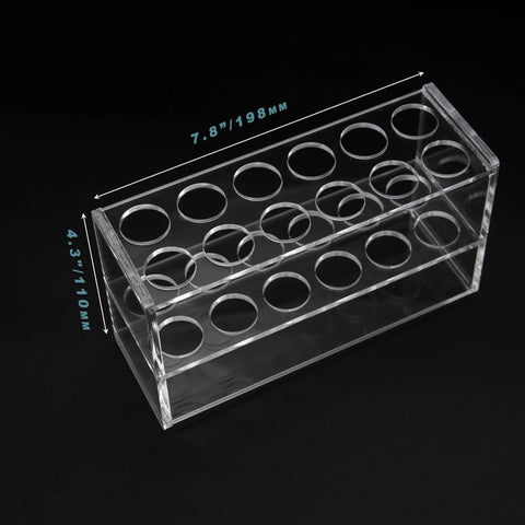 Clear Acrylic Test Tube Holder Rack 2x6 Wells For 50mL Tubes Lab Stand On Benchtop With 12 Sockets; size 7.8x4.3x4.3 in.