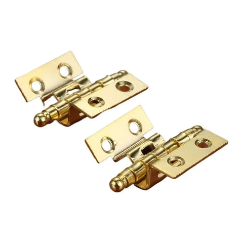 Rotating Concealed Cabinet Hinges Set, Double Fold Hinge 40mm, 8-Hole Gold Finish With Screws displayed against white