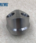 Waterjet pump suction check valve body, gray machined metal, Win-Win brand