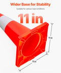Bottom view of Six Pack 28 Inch Orange Traffic Cones With Reflective Collar Heavy Duty PVC showing wider base for stability