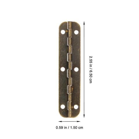 Tank Tough Heavy Duty Piano Hinges For Cabinets And Toolboxes 150 By 10 Mm Antique Brass Continuous Butt Hinges showing 2.55 in length.