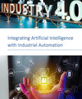 Robot arms working on an assembly line with Industry 4.0 theme, highlighting integration of AI in automation.
