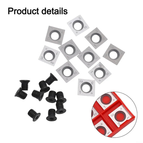 Rock Solid 14Mm Carbide Cutter Inserts 10 Pack Square 4 Sided Rotatable Blades For Woodworking Spiral Planer Head With M6 Screws