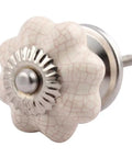 Solid 100 Pack Ceramic Drawer Knobs With Dope Pumpkin Cream Crackle Finish That Supercharges Kitchen Cabinets And Dressers With A Clean Modern Vibe That Really Slaps Everyday, flower-shaped knob, ceramic, close-up.