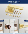Gold Dummy Door Lever Handles Set Of 6 For Interior Doors And Closets No Latch Or Lock, display contents with before-after comparison