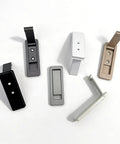 Assorted Ultra Slim Pocket Door Pull Handles with Wide Recessed Flush Mount Design for Sliding Doors and Slim Cabinets in silver gray