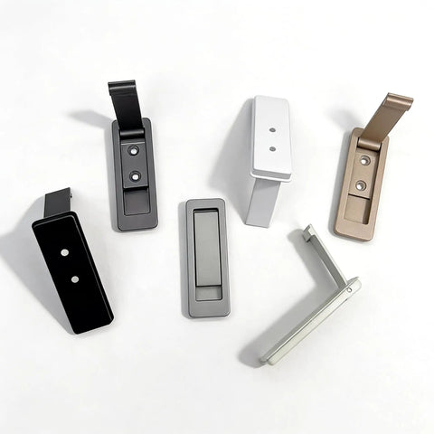 Top Shelf Ultra Thin Pocket Door Pull Handle With Wide Recessed Finger Grip And Flush Mount Setup For Sliding Doors Or Space Saving Drawers In Fresh Satin Black Finish - assorted finish options on display