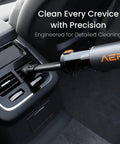 Heavy Duty Cordless Car Vacuum With 16000Pa Kickass Suction And HEPA Filter Handheld Detailer cleaning car air vents.