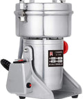 Ultra Fast Electric Grain Grinder Mill For Spices Herbs Pepper Pulverizer Swing Type Commercial Powder Machine in silver.