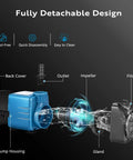 High Flow Submersible Pond Pump 480 GPH 8.2 Ft Lift shown in detachable design with parts labeled.