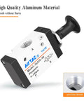 Manual Push-Pull 3-Way Valve With Hand Lever, 2 Position, 1/4 Inch NPT Pneumatic Control for Air Systems, Durable 3L210-08 Valve