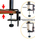 Rock Solid Rotary Tool Stand With Adjustable Height Table Clamp and Flexible Shaft Hook Rack for Dremel Foredom Shops close-up of adjustable C-clamp position.