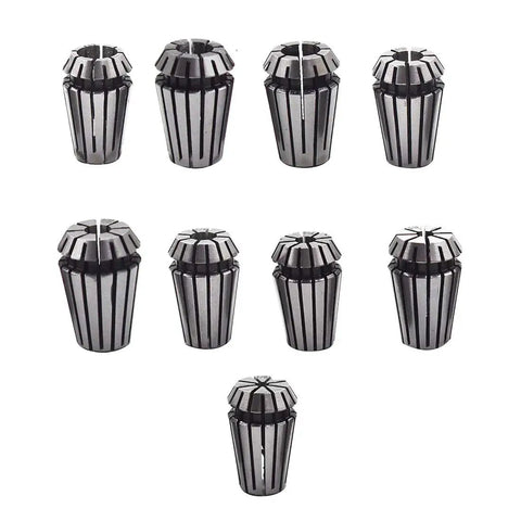 9Pcs ER16 Spring Collet Set For CNC Milling Lathe And Engraving Machines, Gripping Range 1/8 To 3/8 Inch, 1065 Carbon Steel