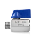 Mini Ball Valve Set Two Pack One Quarter Inch NPT Female To Male Stainless Steel Shutoff Valves 304 Stainless Steel Durable Corrosion Resistant