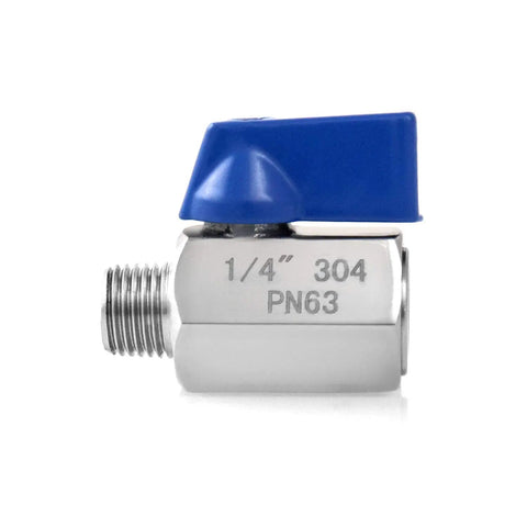 Mini Ball Valve Set Two Pack One Quarter Inch NPT Female To Male Stainless Steel Shutoff Valves 304 Stainless Steel Durable Corrosion Resistant