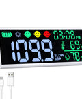 Dope 13 Inch LED Decibel Meter With Time Temperature Humidity Readouts Measures 30 To 130 dB Wall Mount Or Desktop Sound Level Monitor With Buzzer Alarm For Classroom Studio And Home Use, USB cable