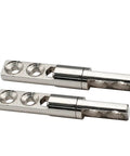 Pair of chrome stop-hinge dampers with straight damping shafts and two mounting holes