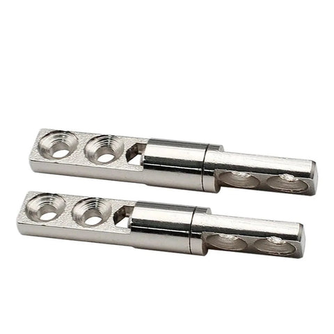 Pair of chrome stop-hinge dampers with straight damping shafts and two mounting holes
