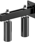 6 Inch Slide Gate Guide Roller with Adjustable UHMW Nylon Guider, featuring a heavy duty AISI 1045 steel bracket, black finish.