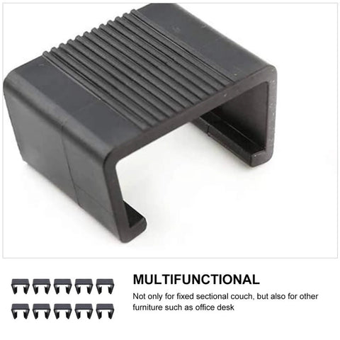 Close-up of black connector from 20 Piece Furniture Alignment Clamps Set For Indoor Outdoor Wicker Sofas And Sectionals Replacement Parts