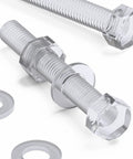 Kickass Clear Acrylic Hex Bolt Fastener Kit Paired With Nuts And Washers M8 X 60mm showing transparent hardware for DIY builds.